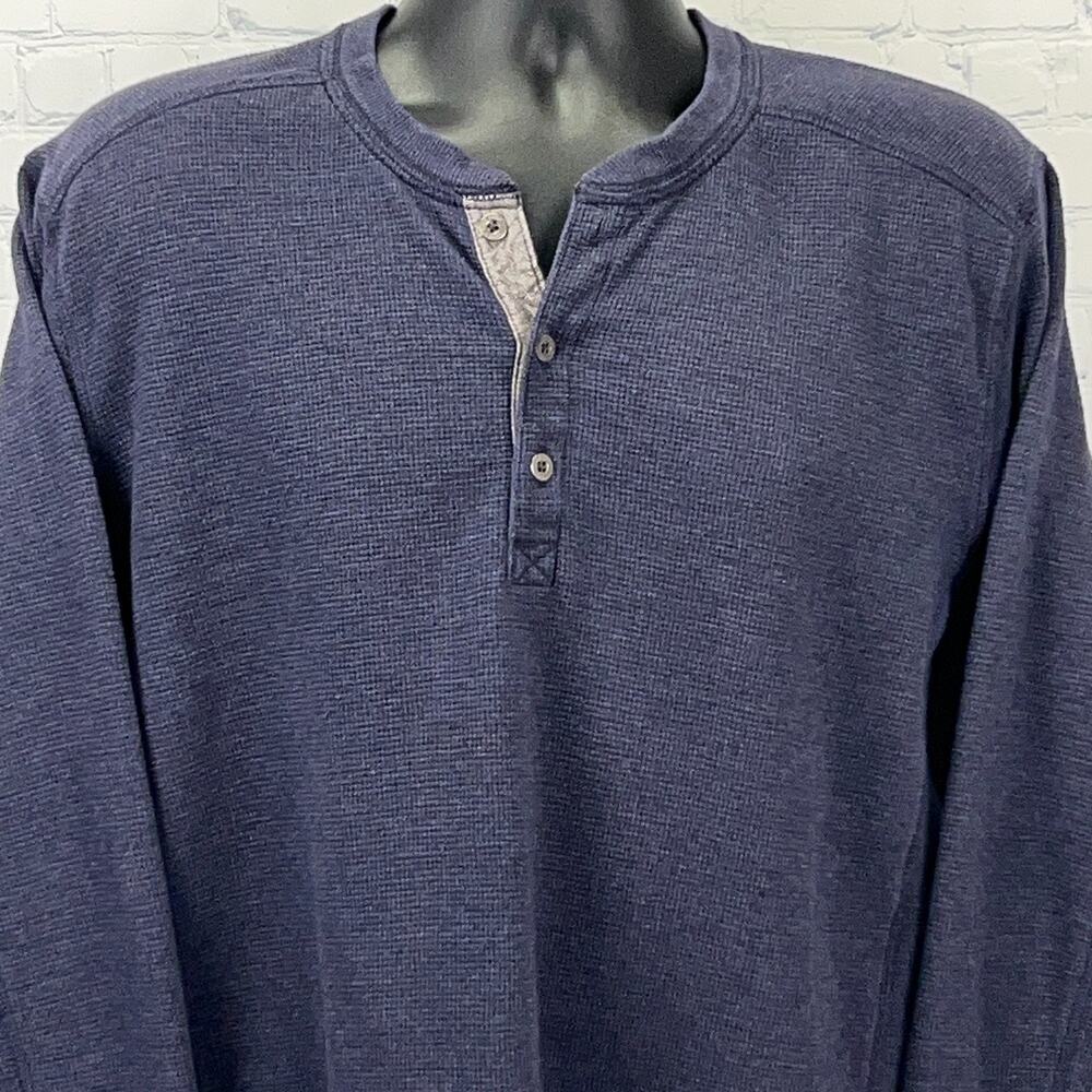 Eddie Bauer Thermal Henley XL X‑Large Blue Cotton Polyester Long Sleeve Shirt
